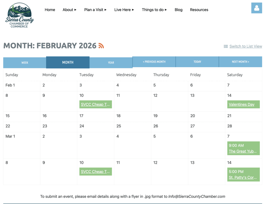 Sierra County Chamber of Commerce Events Calendar