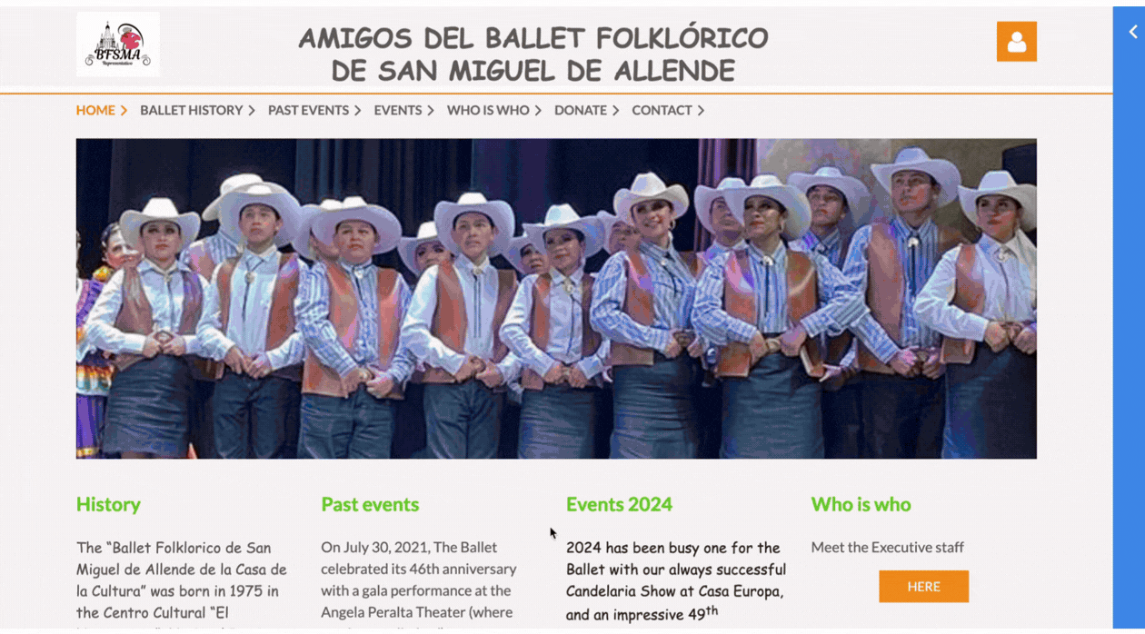 Amigos del Ballet Folklórico de San Miguel de Allende Multilingual Website