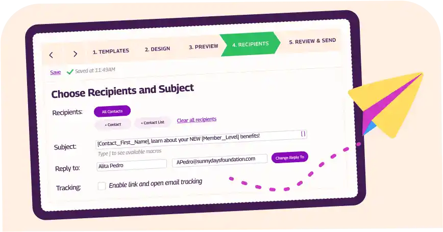 screen showing the process of sending a message to a group